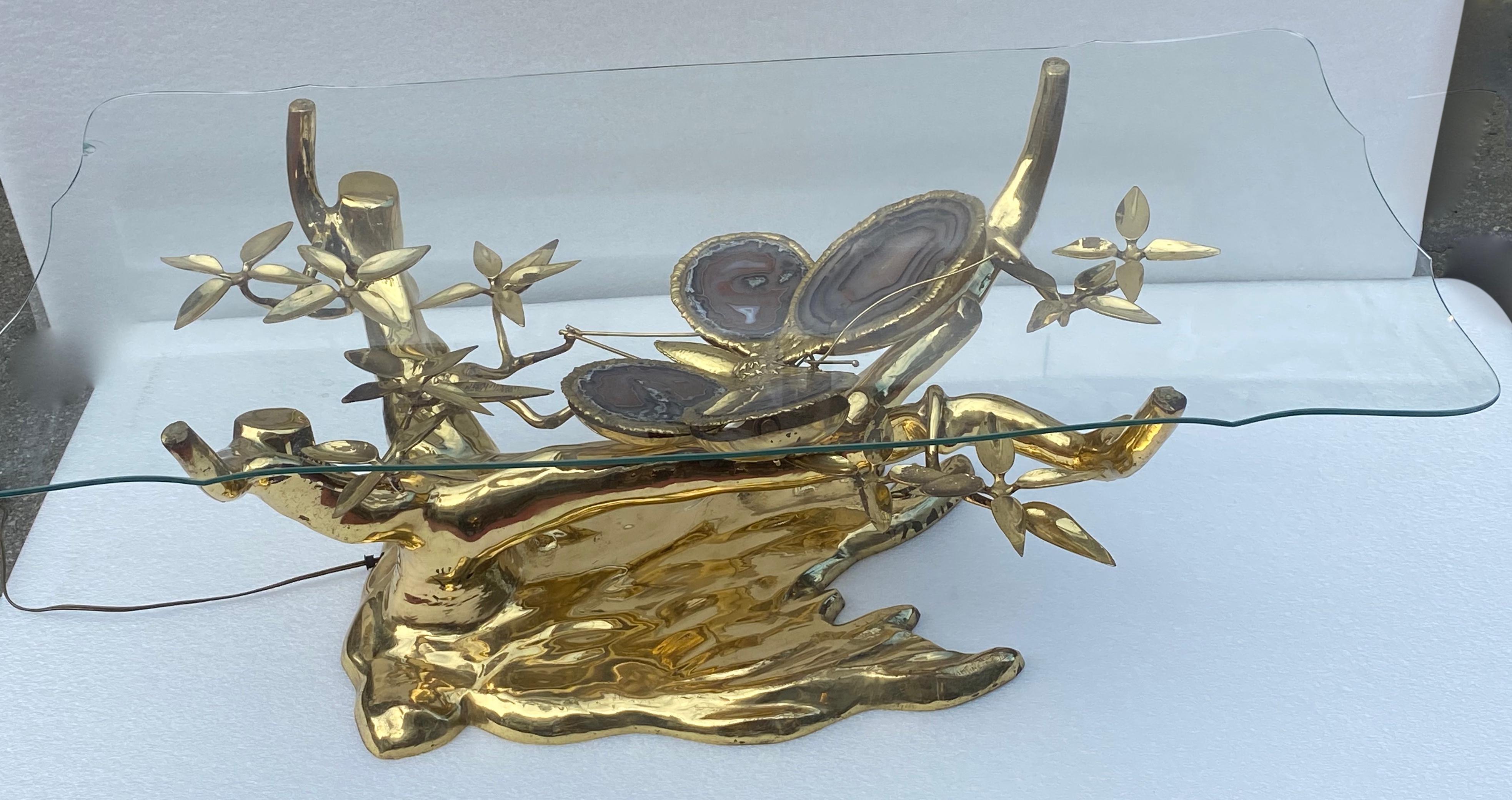 1970 'Erleuchtender Bonzai Couchtisch Schmetterling Vergoldete Bronze Isabelle Faure  im Angebot 14