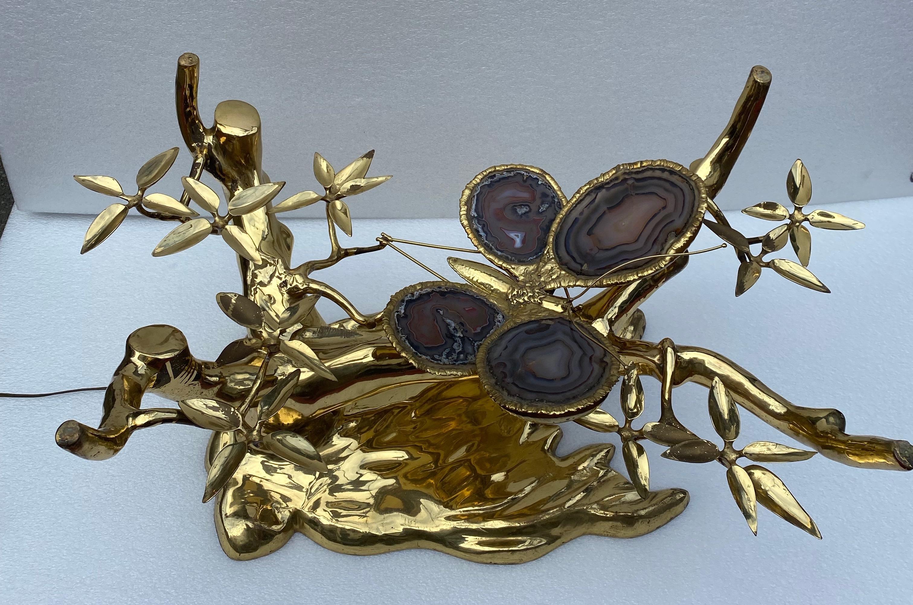 1970 ‘Enlightening Bonzai Coffee Table Butterfly Gilt Bronze Isabelle Faure For Sale 3