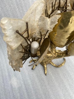 1970′ Enlightening Coral Lamp In Bronze With Gypsum Imitating Rock Crystal
