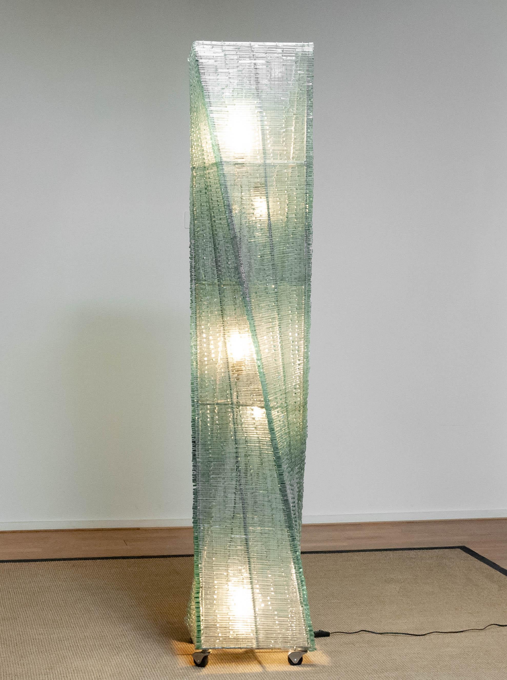 Belgian 1970 Extra Large Belgium Brutalist Floor Lamp of Hand-Tied Glass, Pia Manu Style For Sale