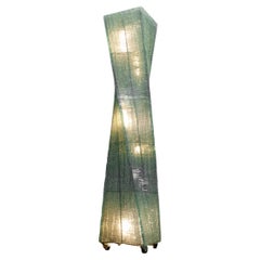 1970 Extra Large Belgium Brutalist Floor Lamp of Hand-Tied Glass, Pia Manu Style