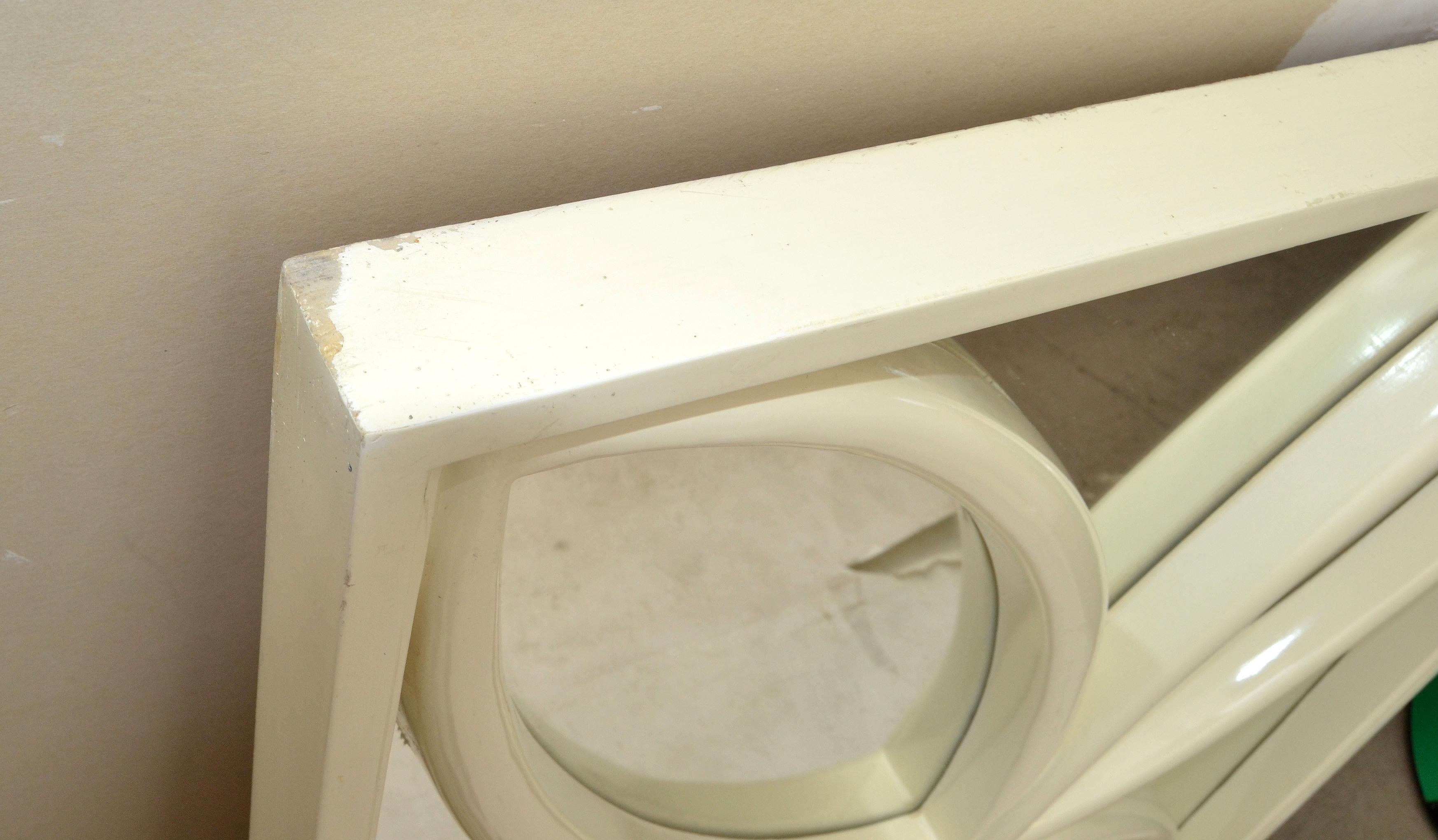 1970 Faux Bois Gampel-Stoll Wood Wall Mirror Hollywood Regency Off-White, Italy For Sale 5