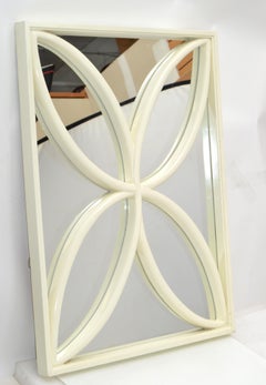 1970 Faux Bois Gampel-Stoll Wood Wall Mirror Hollywood Regency Off-White, Italy