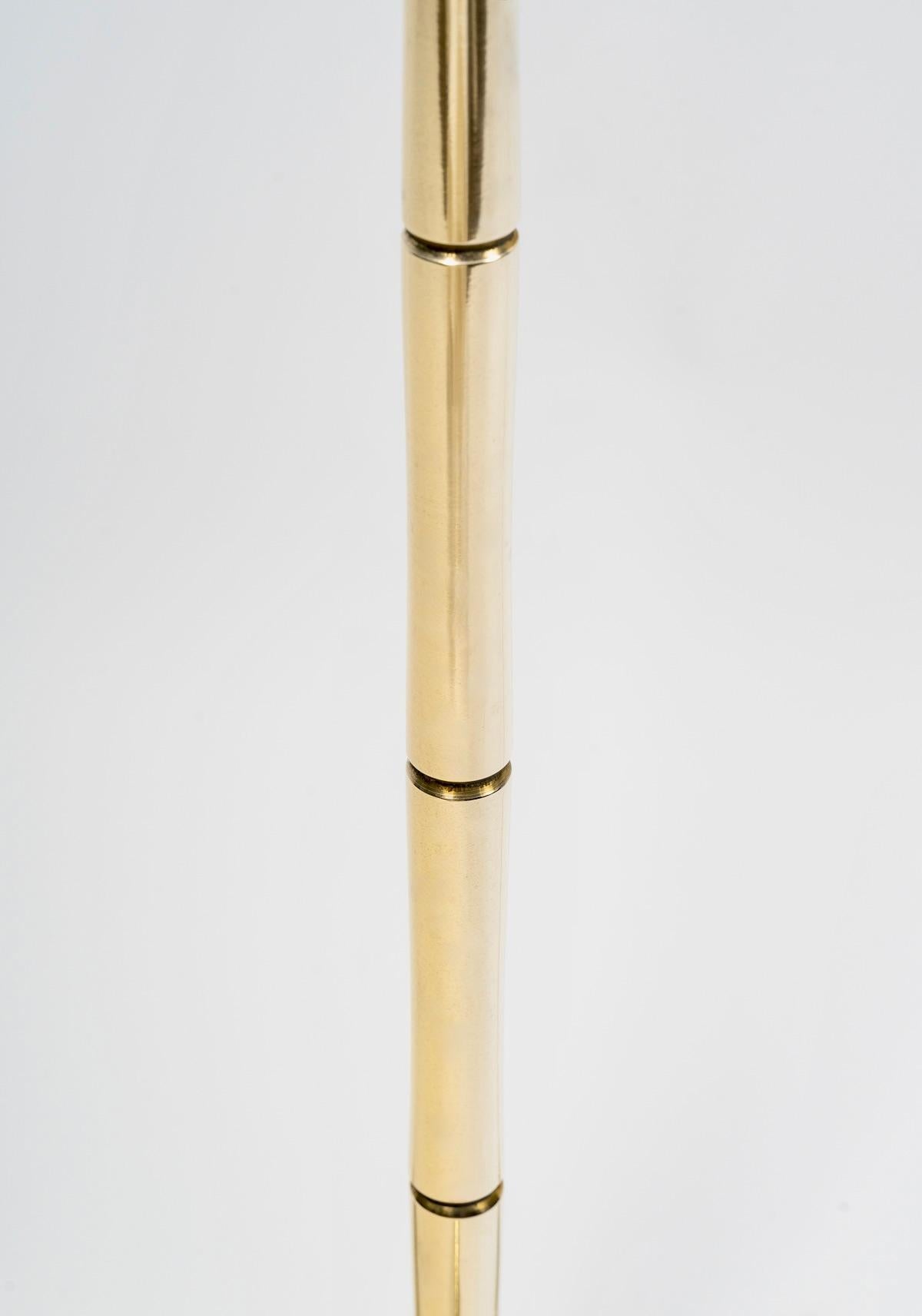 French 1970 Floor lamp model Bambou gilded brass Maison Roche For Sale