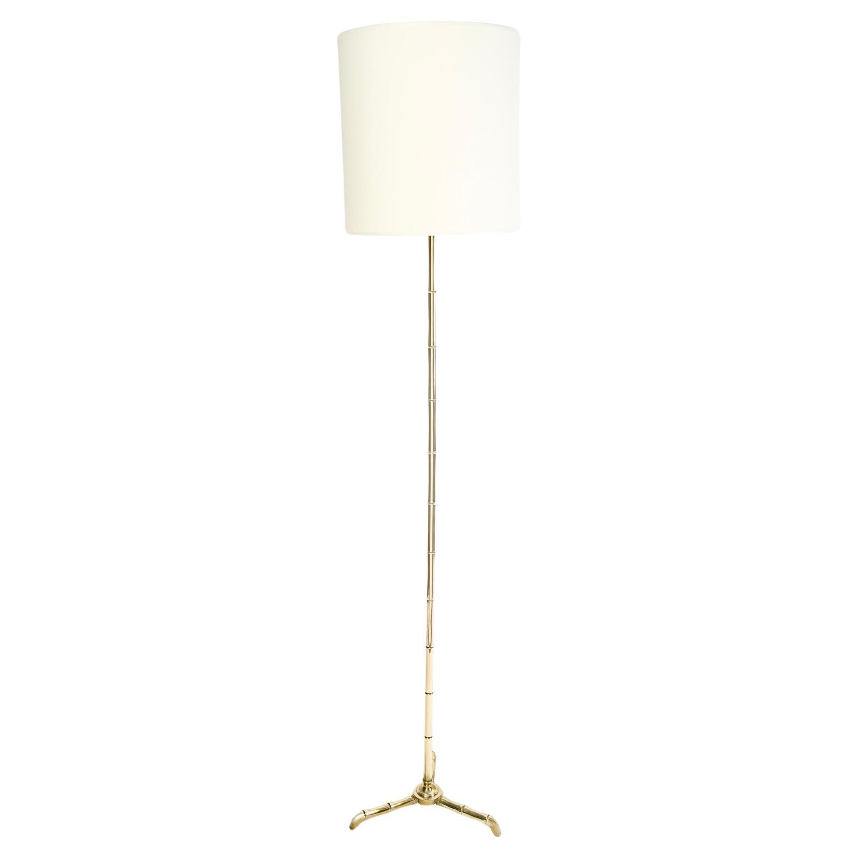 Late 20th Century 1970 Floor lamp model Bambou gilded brass Maison Roche For Sale