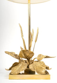 1970 Lámpara de sobremesa Floral de bronce de Maison Charles Pegay