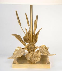 1970 Lámpara de sobremesa Floral de bronce de Maison Charles