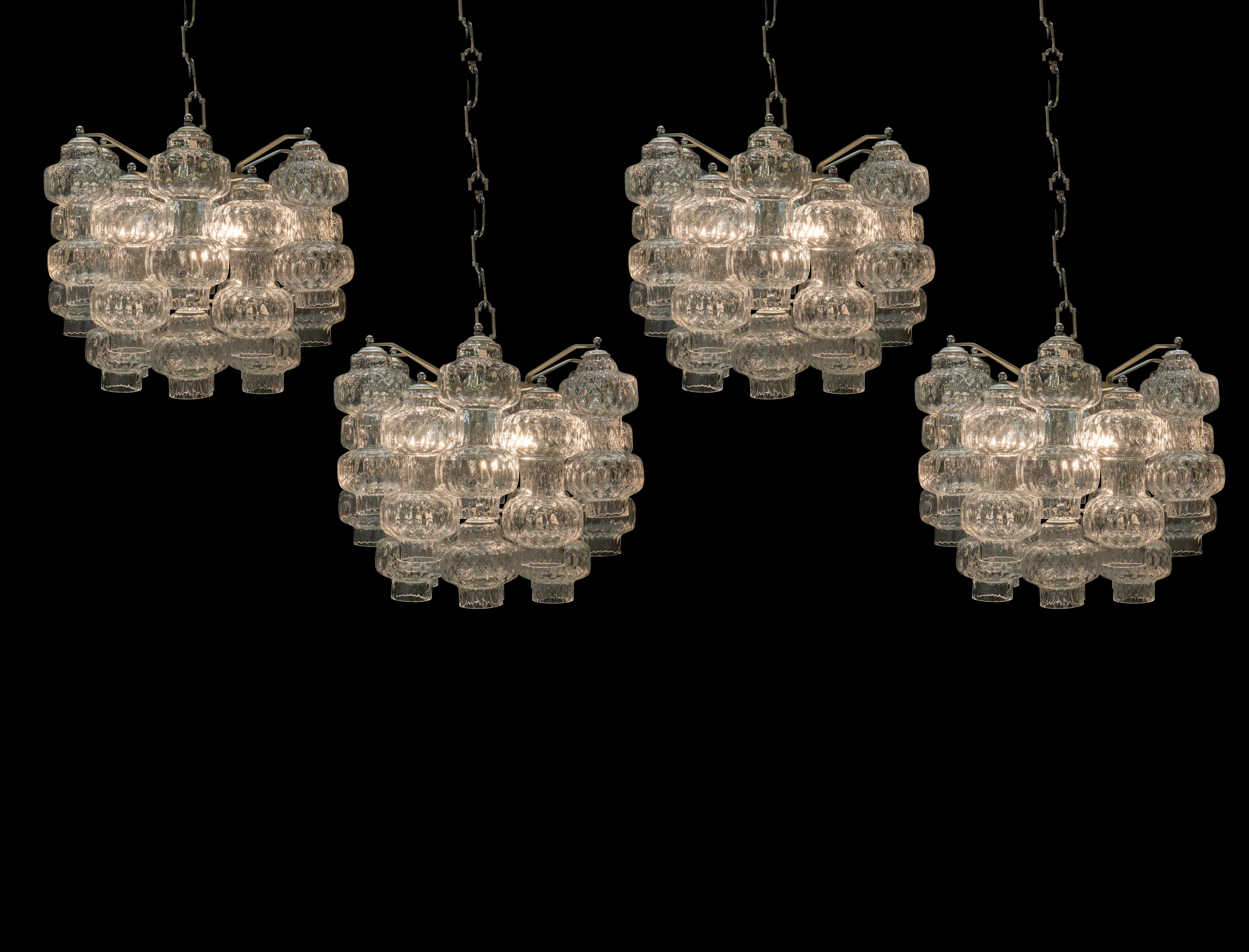 Mid-Century Modern 1970 Four Murano glass chandeliers