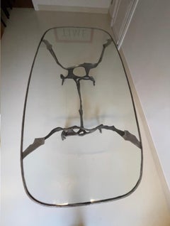 1970 François Thevenin table de salle à manger en ferronnerie d'art unique