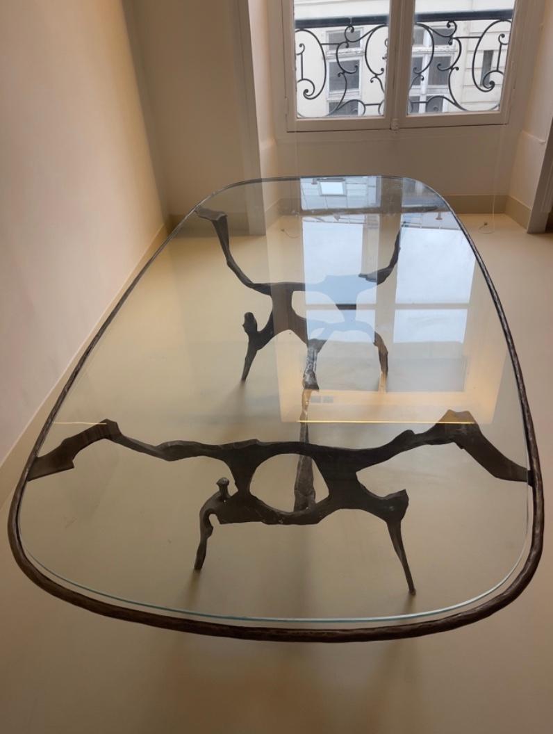 French 1970 François Thevenin one off art ironwork dinning table  For Sale
