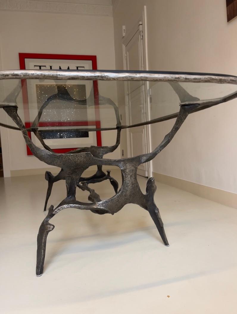 Forged 1970 François Thevenin one off art ironwork dinning table  For Sale