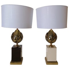 1970 French Midcentury Pair of Table Lamps in Maison Charles Style