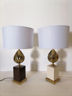1970 French Midcentury Pair of Table Lamps in Maison Charles Style