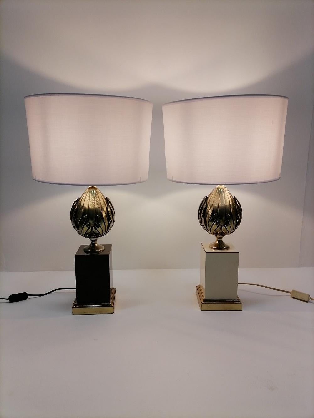 1970 French Midcentury Pair of Table Lamps in Maison Charles Style In Good Condition For Sale In Toulouse, Midi-Pyrénées
