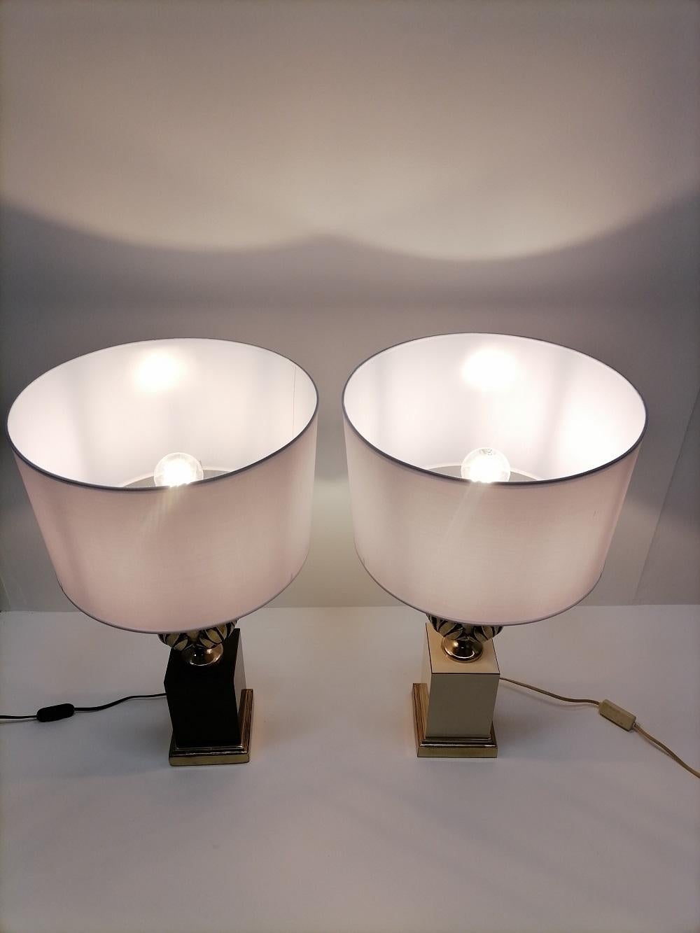 1970 French Midcentury Pair of Table Lamps in Maison Charles Style For Sale 3