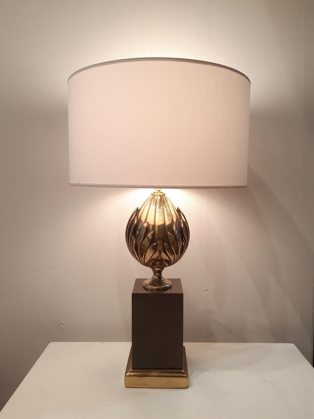 Late 20th Century 1970 French Midcentury Table Lamp Maison Charles Style For Sale