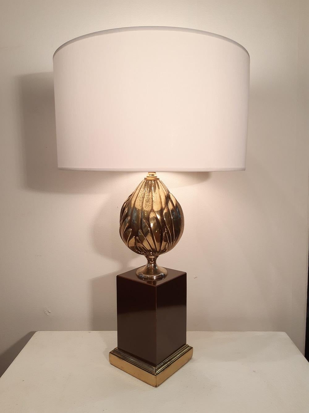 Metal 1970 French Midcentury Table Lamp Maison Charles Style For Sale