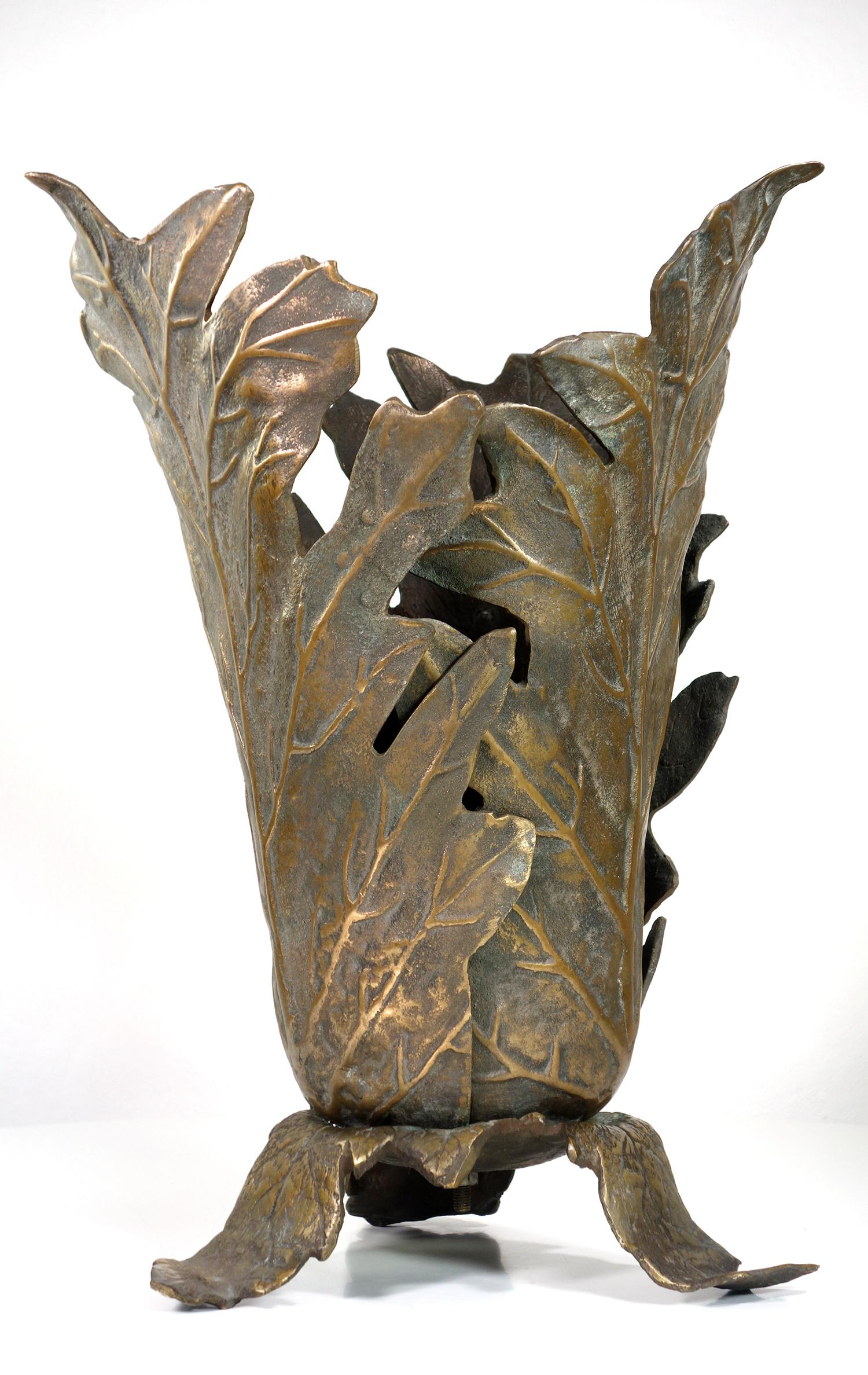 Italian 1970 Gabriella Crespi Bronze Sculpture Umbrella Stand For Sale