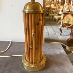 1970 Gabriella Crespi style Mid-Century Modern Gilt Metal and Bamboo Table Lamp