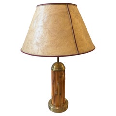1970 Gabriella Crespi style Mid-Century Modern Gilt Metal and Bamboo Table Lamp