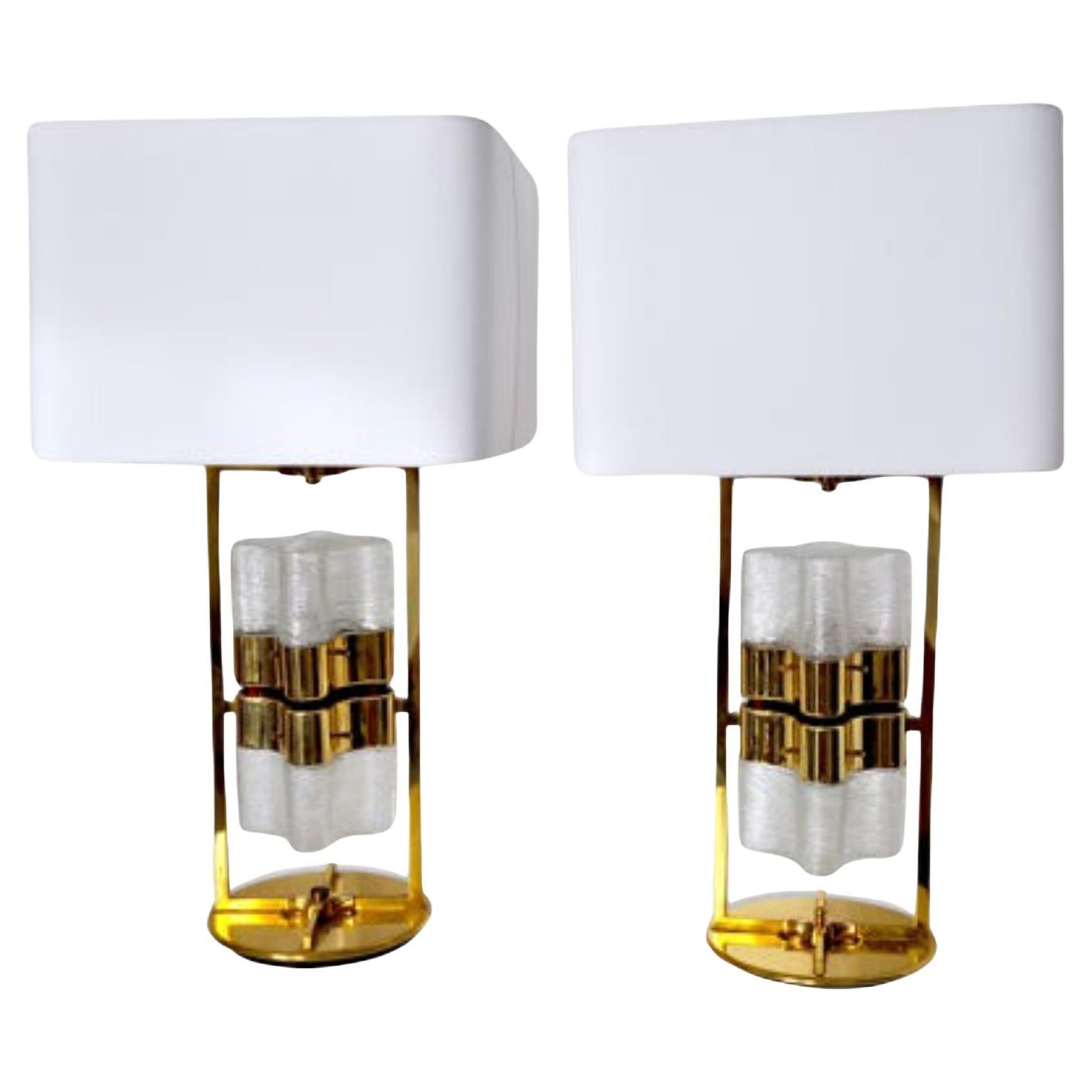 1970 Gateano Sciolari Table Lamps, Italy - a Pair