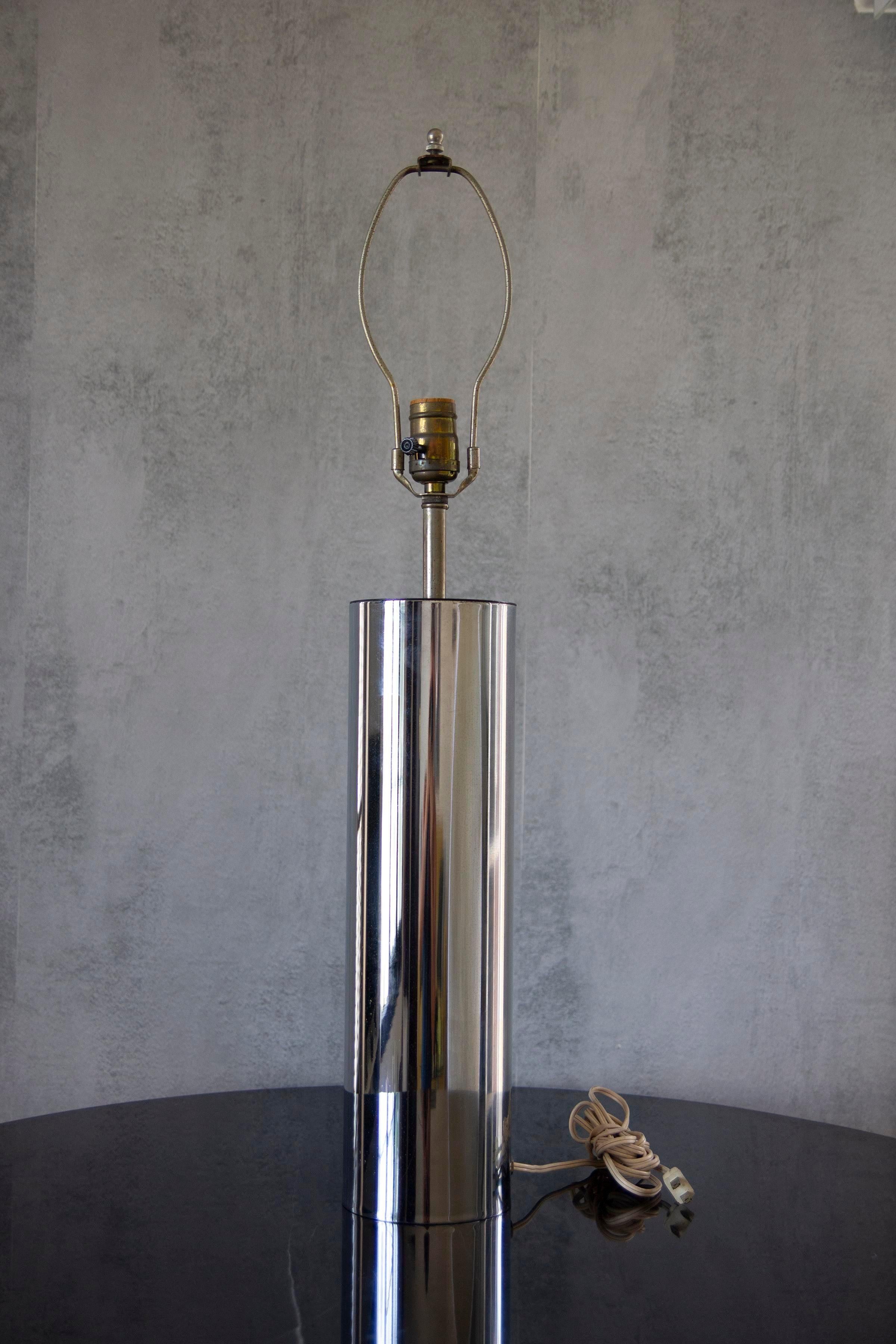 1970 George Kovacs Minimalistic Chrome Cylinder Table Lamp, Rewired For Sale 3