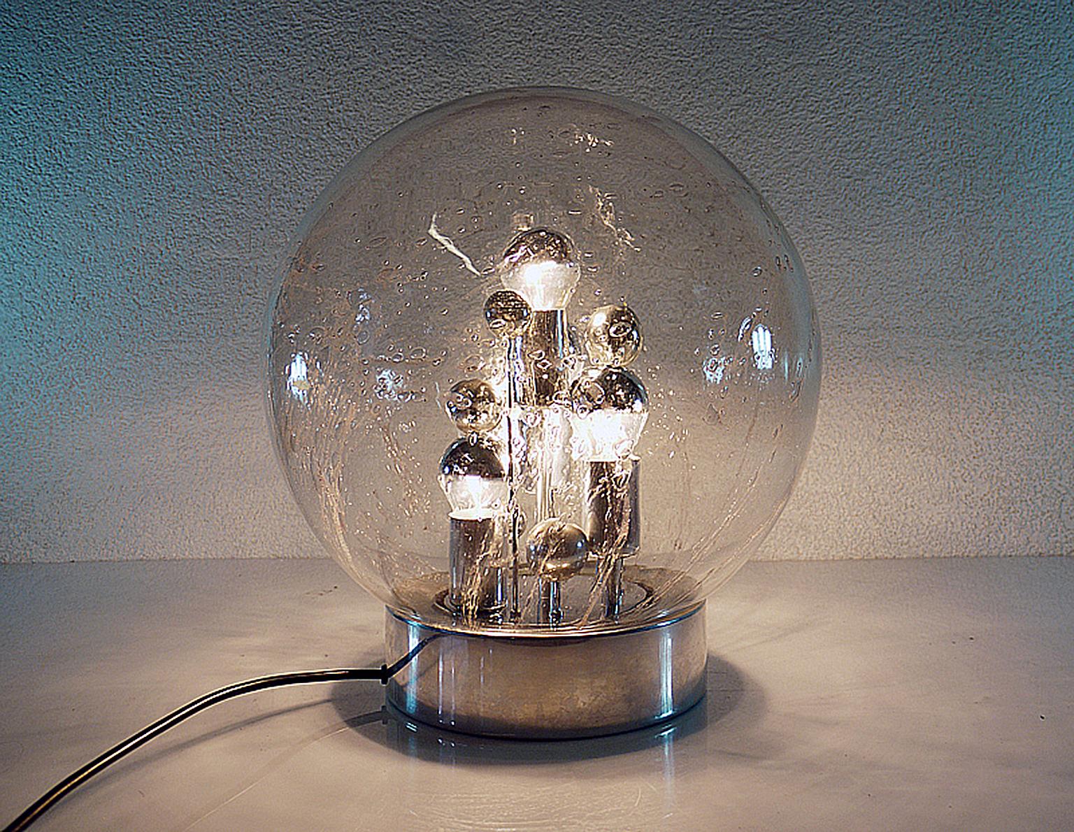 Space Age 1967 Germany Doria 'Big Ball' Sputnik Table Light Murano Glass and Chrome