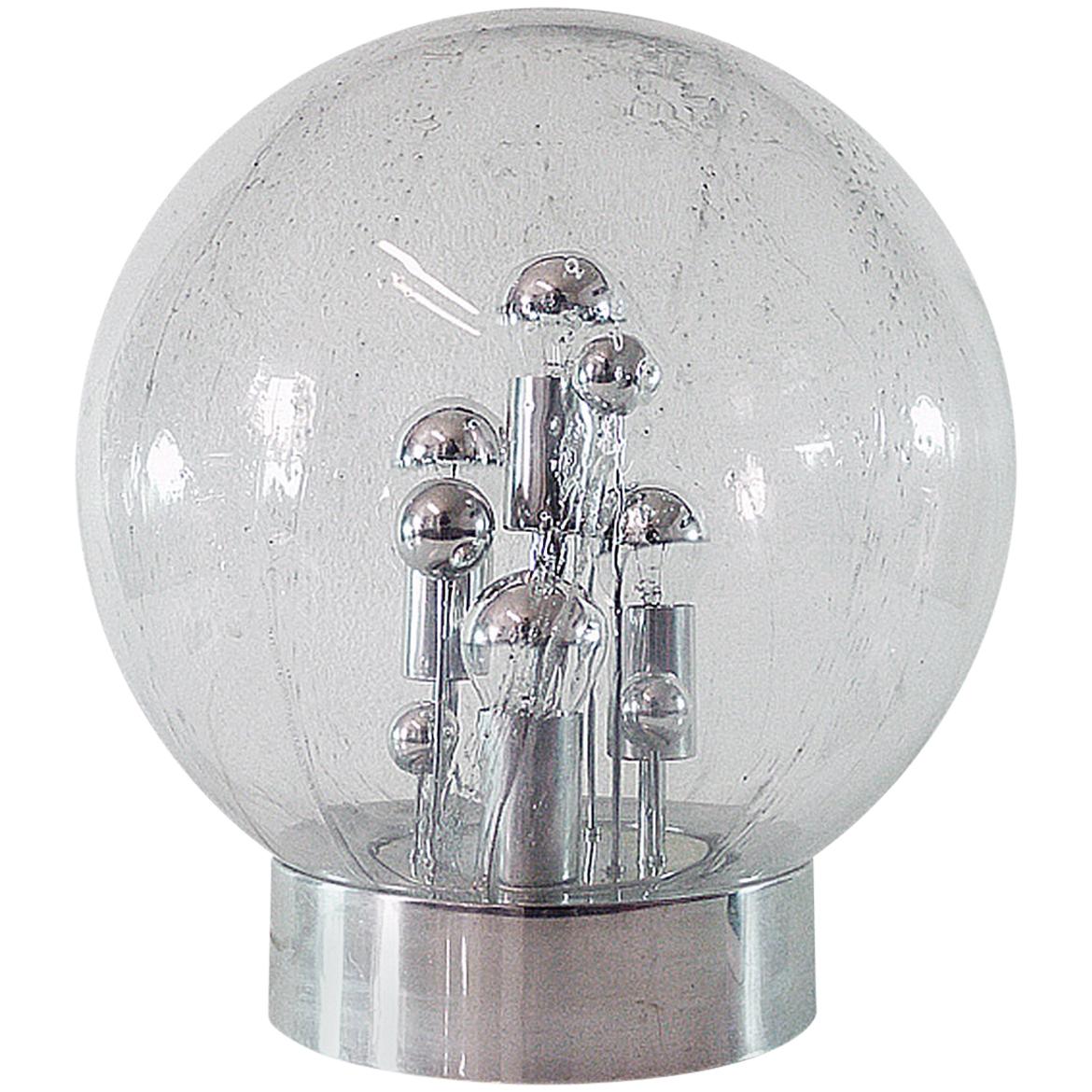 1967 Germany Doria 'Big Ball' Sputnik Table Light Murano Glass and Chrome