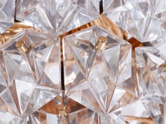 1970 Germany Kinkeldey Flush Mount Crystal & Gilt Brass Chandelier