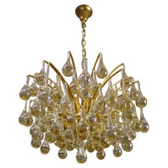 1970 Germania Palwa Lampadario a goccia in vetro di Murano e ottone