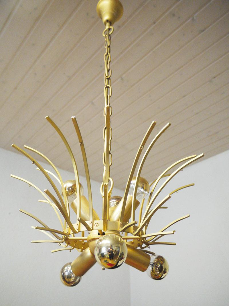 1 (of 2) 1970 Germany Palwa Tear Drop Chandelier Murano Glass and Brass For Sale 2