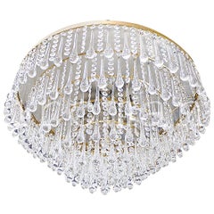 1970 Germany Palwa Teardrop Flush Mount Chandelier Murano Glass & Brass