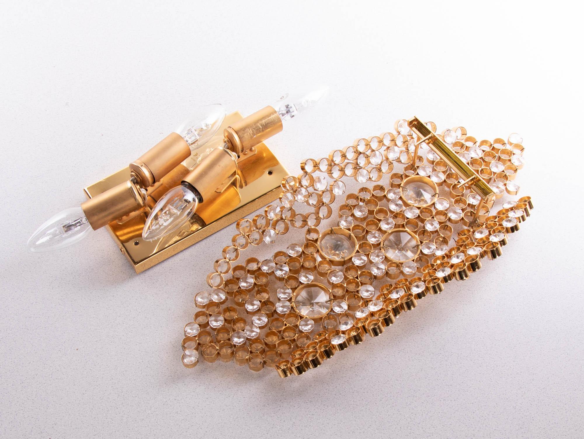 1970 Germany Plawa Bubble Wall Sconce Swarovski Crystal & 14k Gold-Plated Brass 1