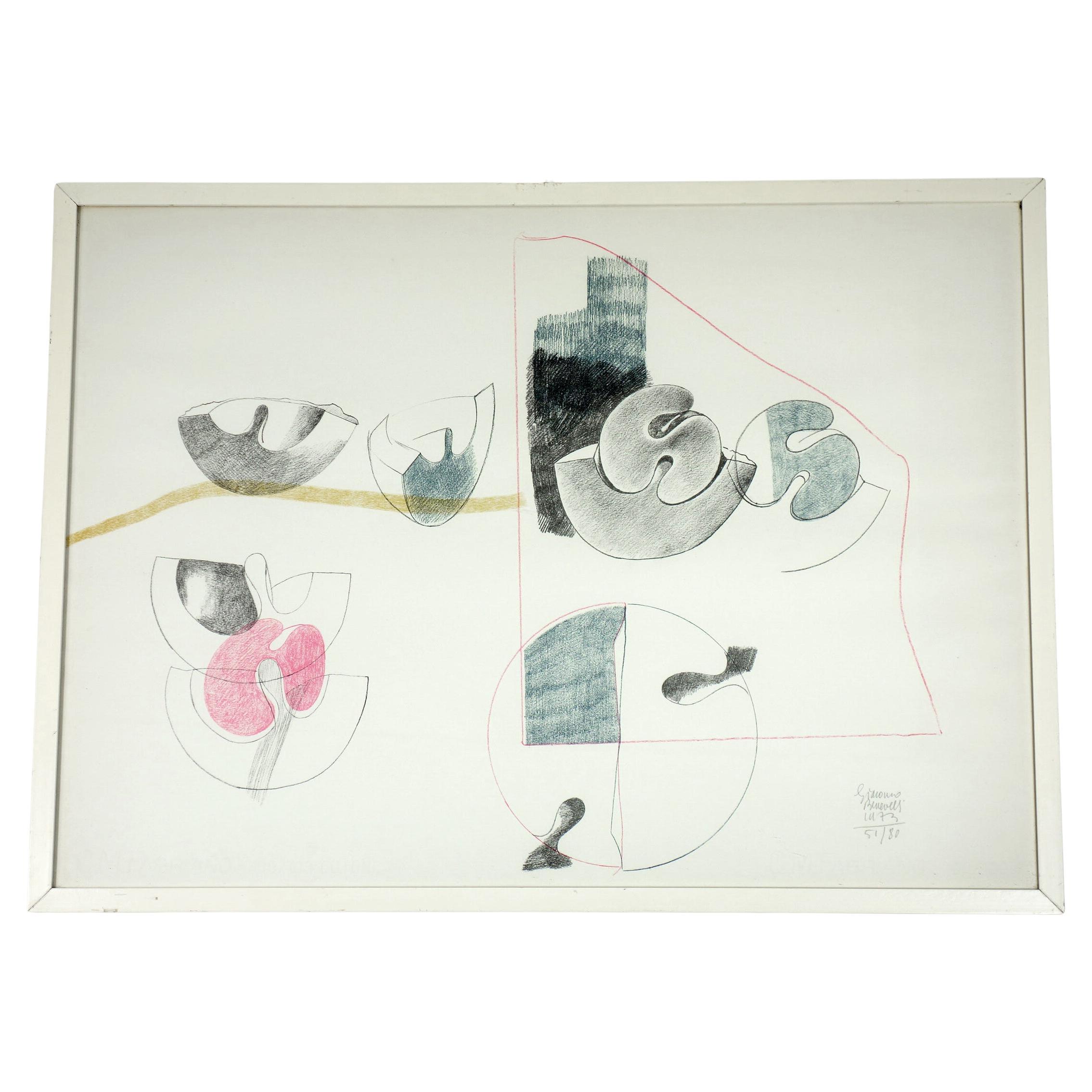 Giacomo Benevelli Litograph Italienische Kunstskulptur, Giacomo Benevelli, 1970