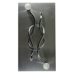 1970 Giacomo Benevelli Missaglia Italian Design Steel Sculpture Wall Lamp