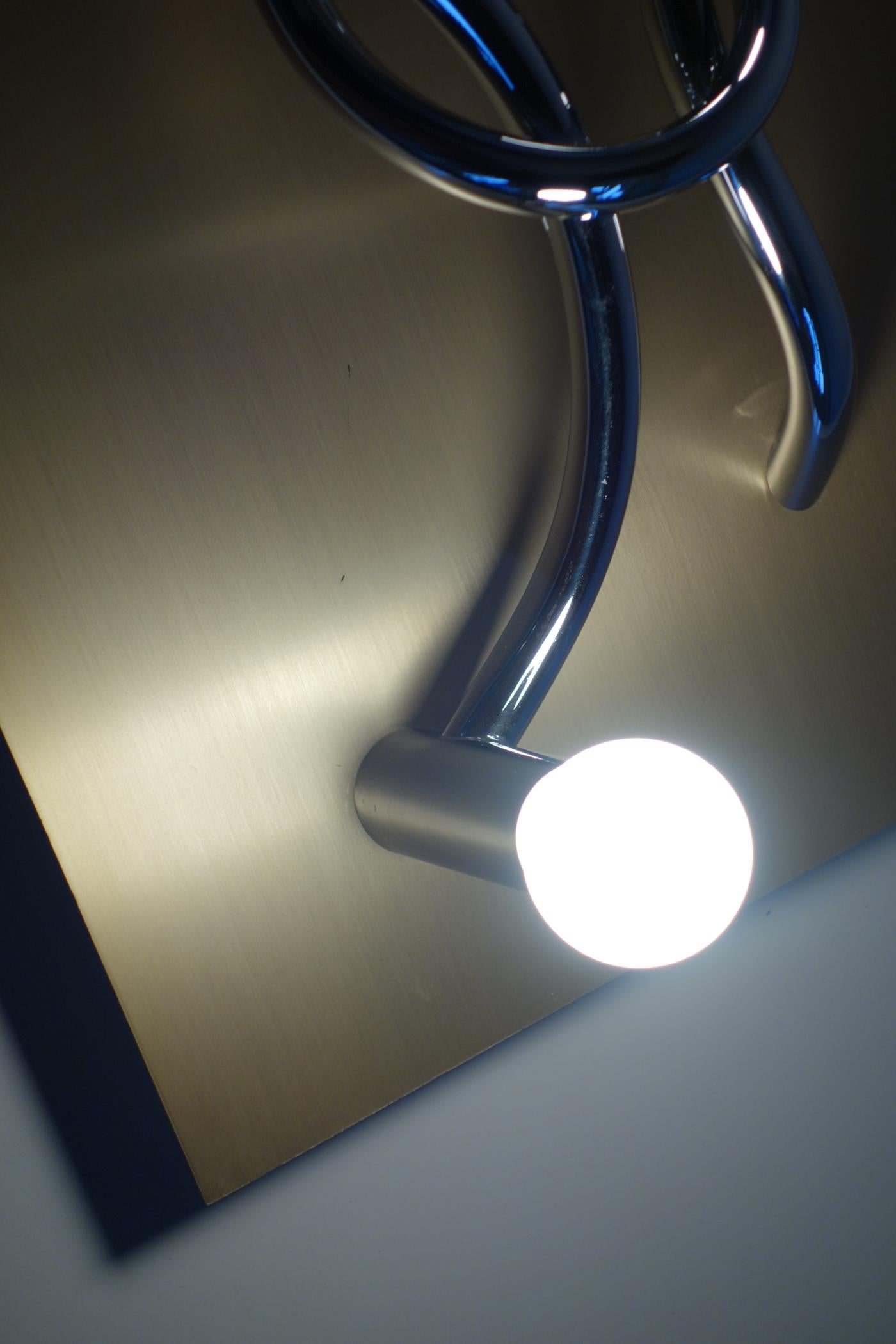 1970 Giacomo Benevelli Missaglia Steel Sculpture Light Panel Wall Lamp For Sale 5
