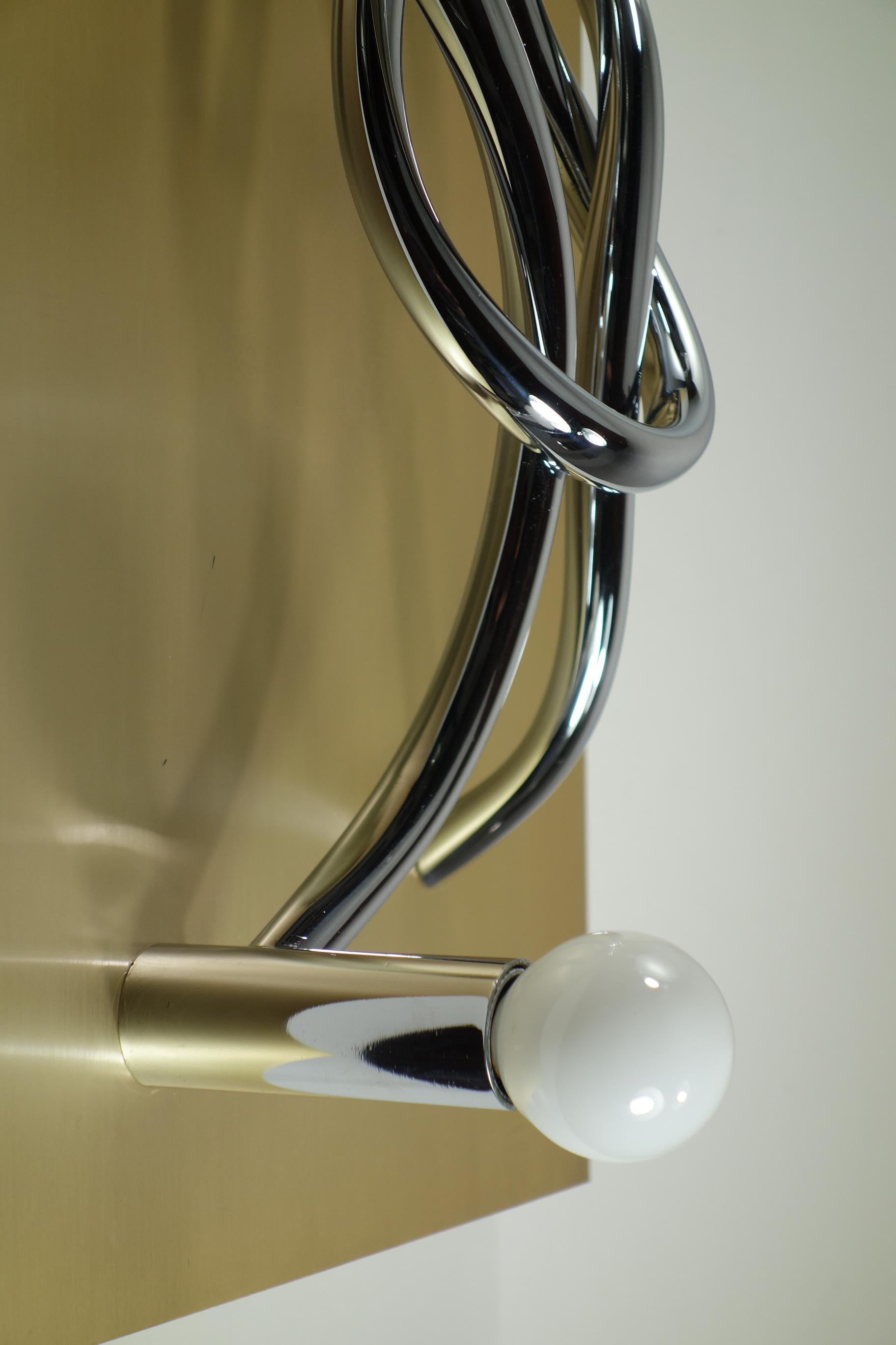 1970 Giacomo Benevelli Missaglia Steel Sculpture Light Panel Wall Lamp For Sale 3