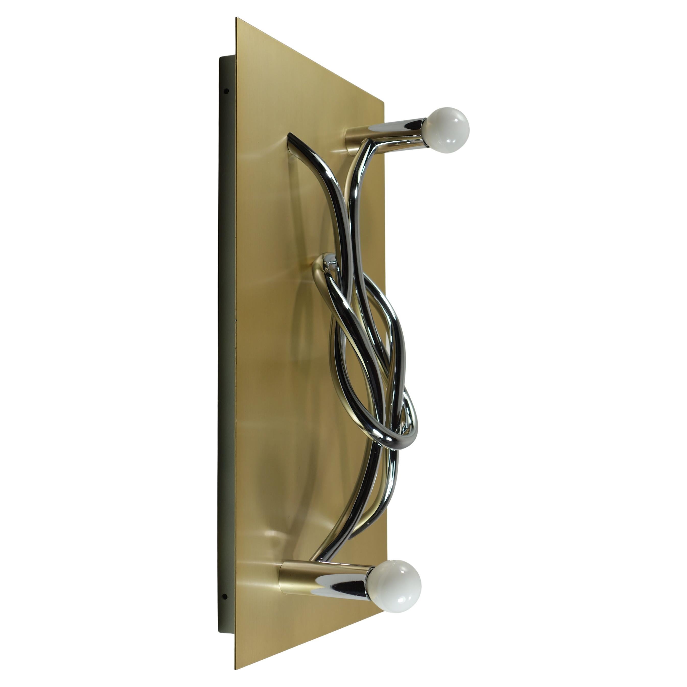 1970 Giacomo Benevelli Missaglia Steel Sculpture Light Panel Wall Lamp