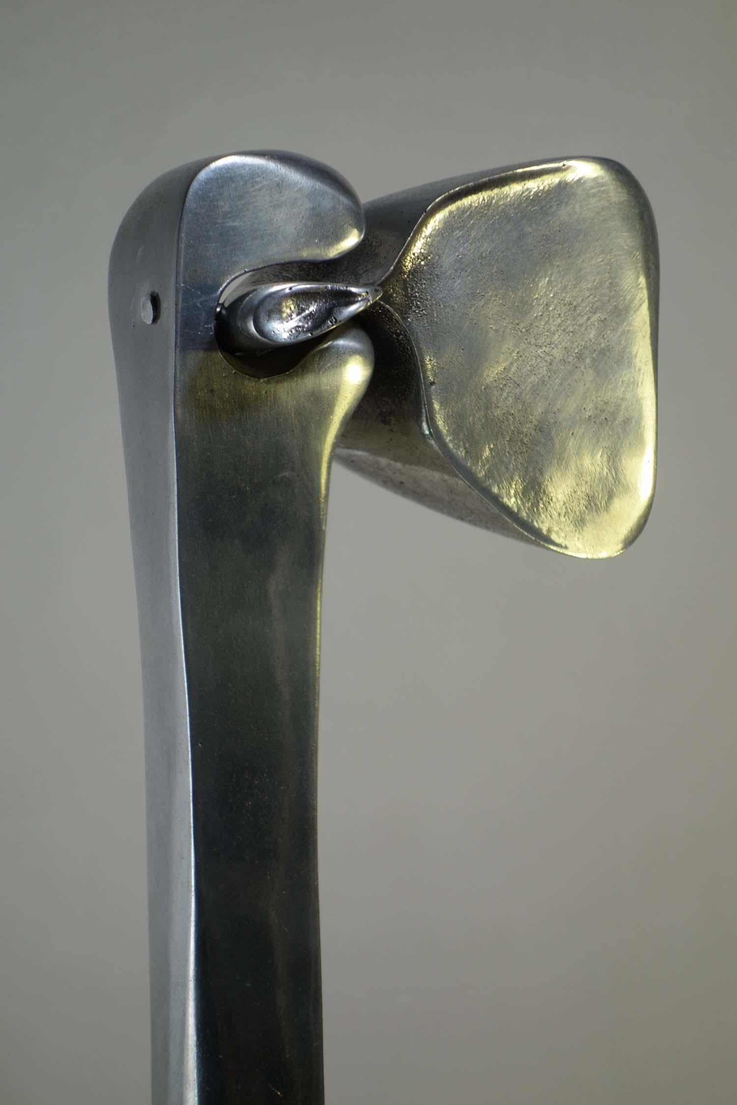 Italian 1970 Giacomo Benevelli Modernist Cast Steel Inox Sculpture in vendita