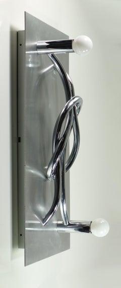 1970 Giacomo Benevelli Missaglia Italian Design Steel Sculpture Wall Lamp