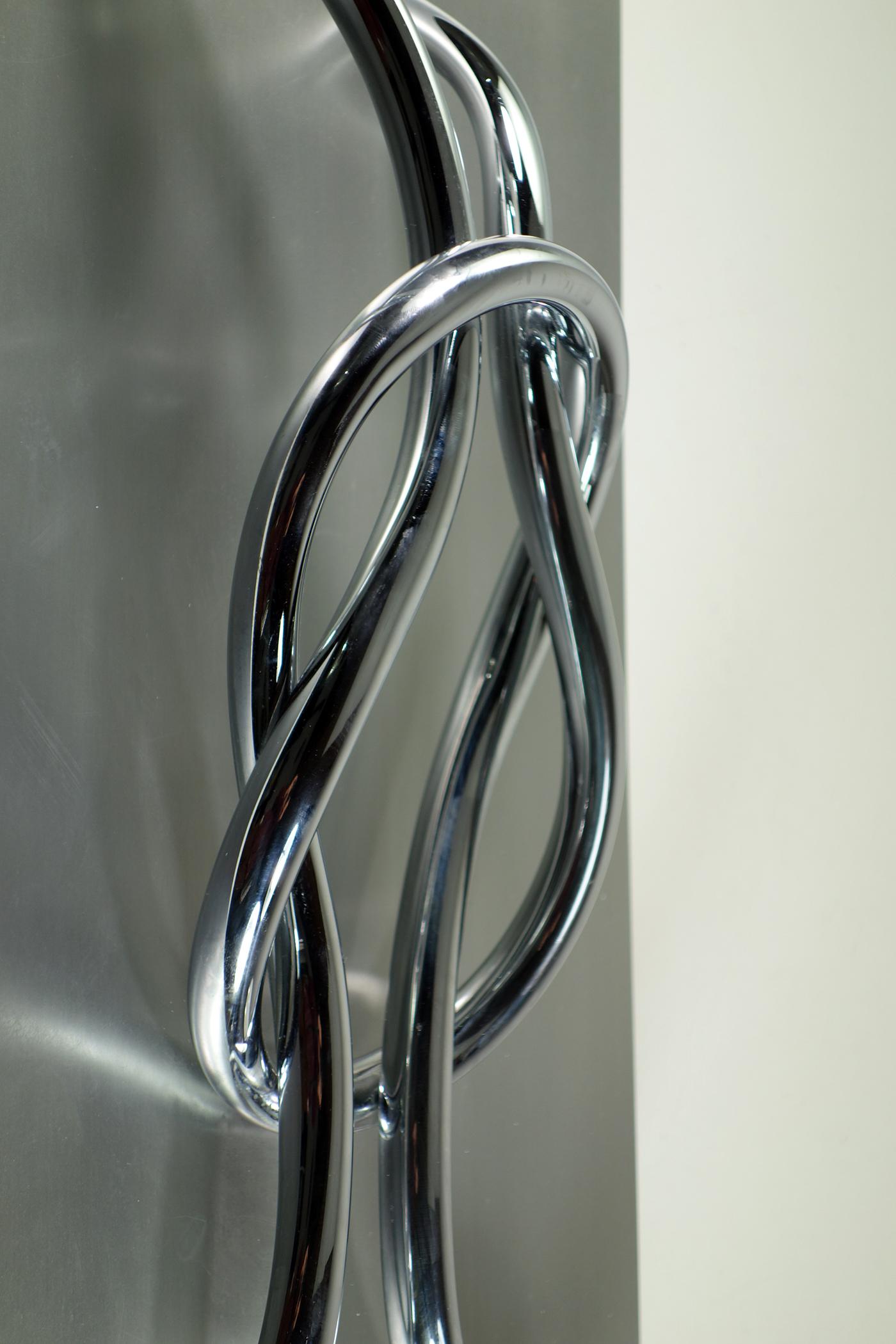 1970 Giacomo Benevelli Missaglia Italian Design Steel Sculpture Wall Lamp In Good Condition For Sale In Brescia, IT