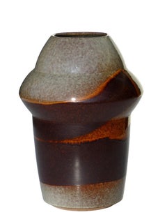 1970 Giancarlo Piani Faenza Gres Italian Ceramic Design Modern Brown Vase