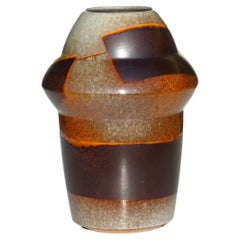 1970 Giancarlo Piani Faenza Gres Italian Ceramic Design Modern Brown Vase