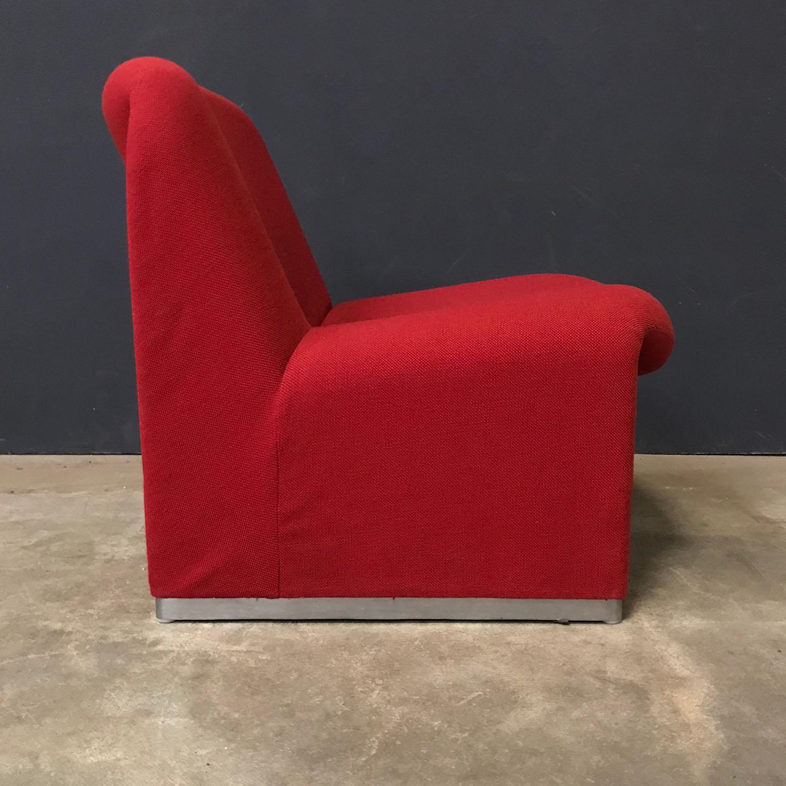 Mid-Century Modern 1970, Giancarlo Piretti for Castelli, Italy, Red Fabric Alky Chair