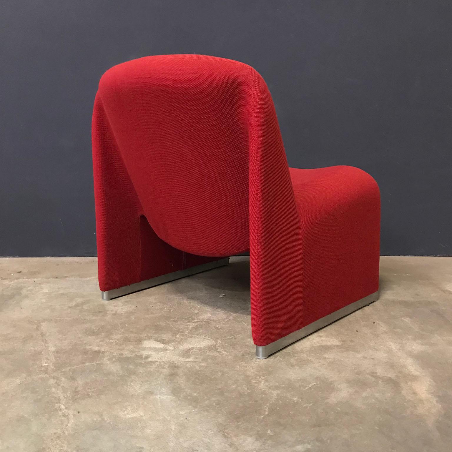Italian 1970, Giancarlo Piretti for Castelli, Italy, Red Fabric Alky Chair