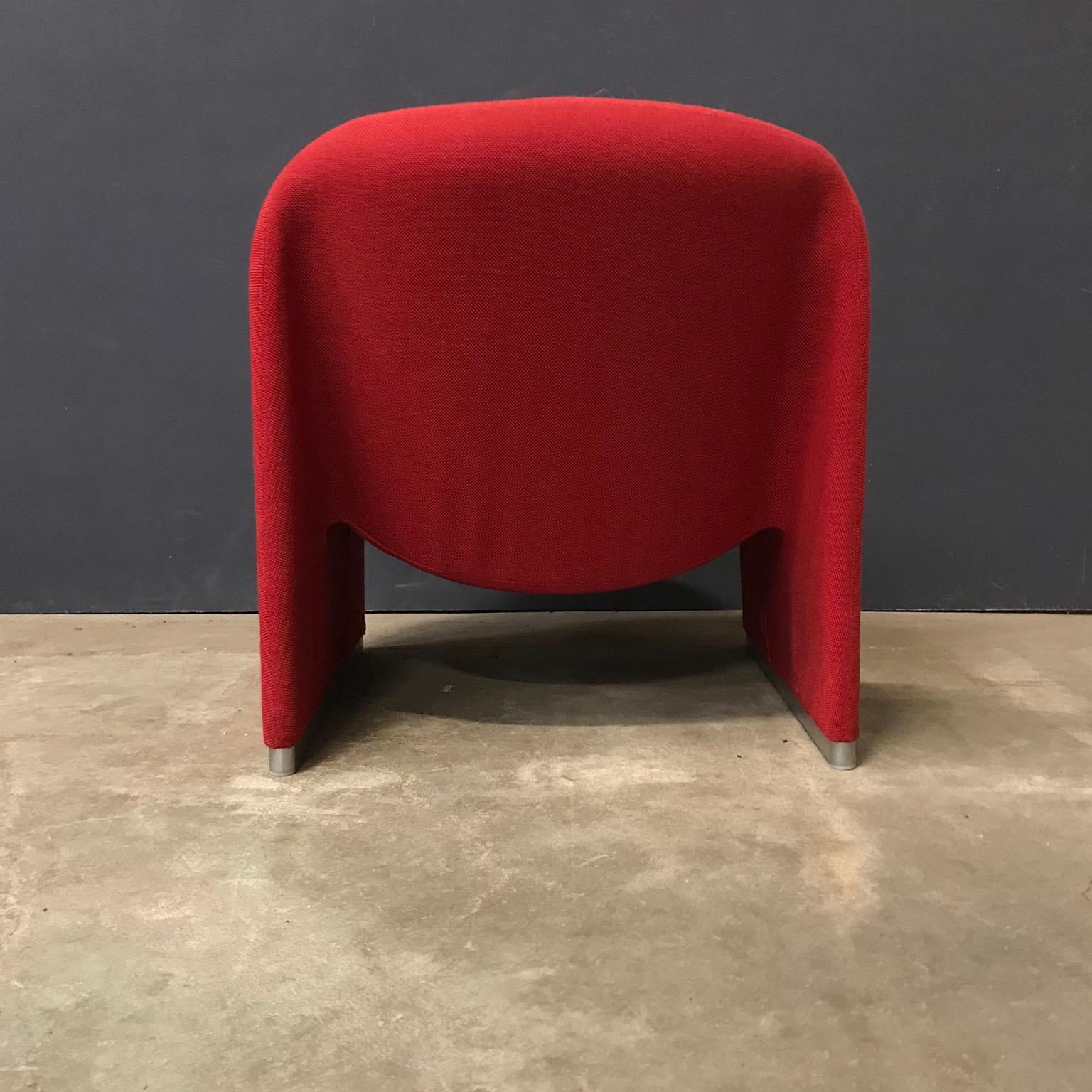 1970, Giancarlo Piretti for Castelli, Italy, Red Fabric Alky Chair In Good Condition In Amsterdam IJMuiden, NL