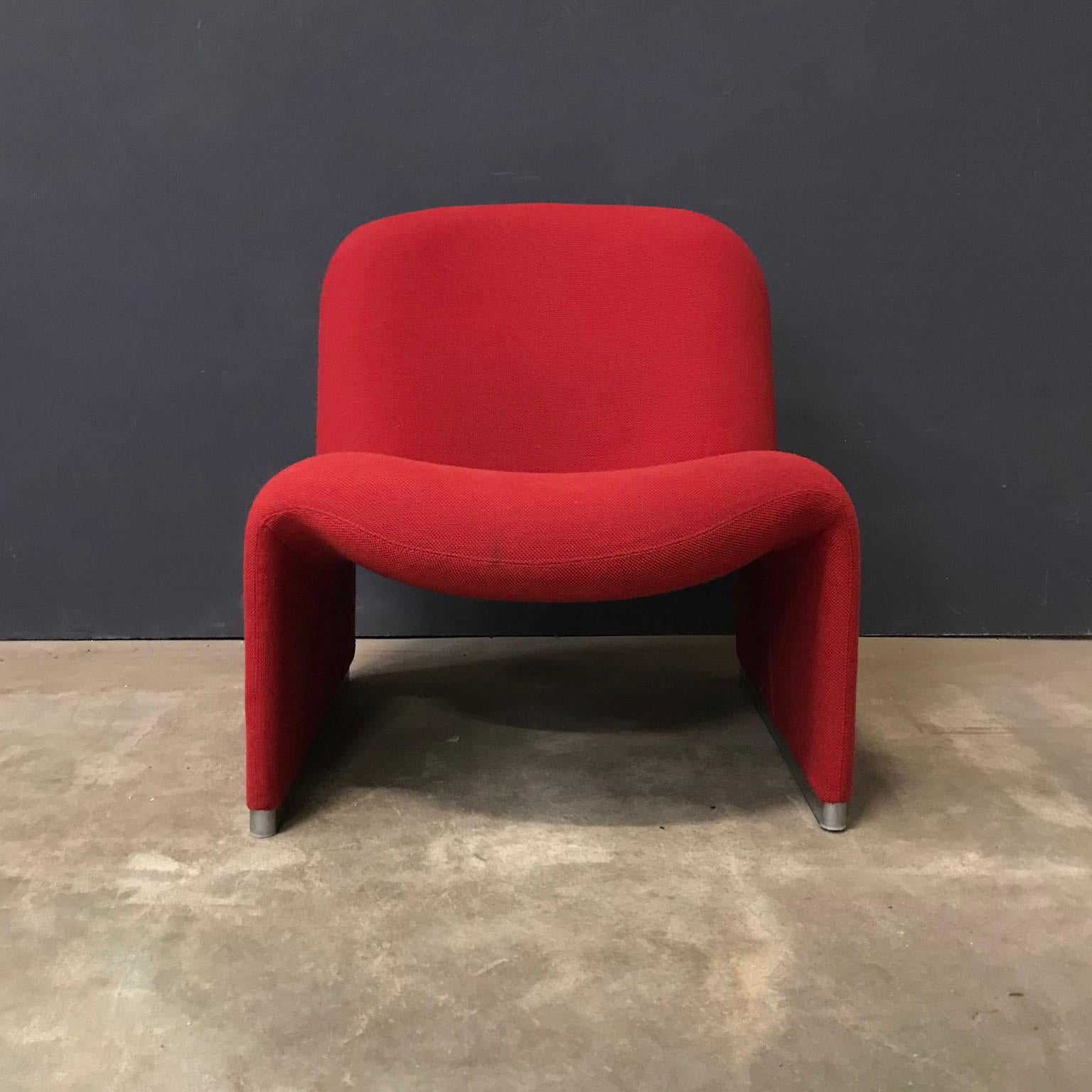 Late 20th Century 1970, Giancarlo Piretti for Castelli, Italy, Red Fabric Alky Chair