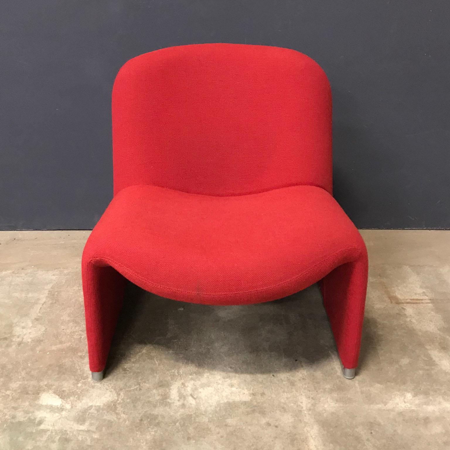 Aluminum 1970, Giancarlo Piretti for Castelli, Italy, Red Fabric Alky Chair