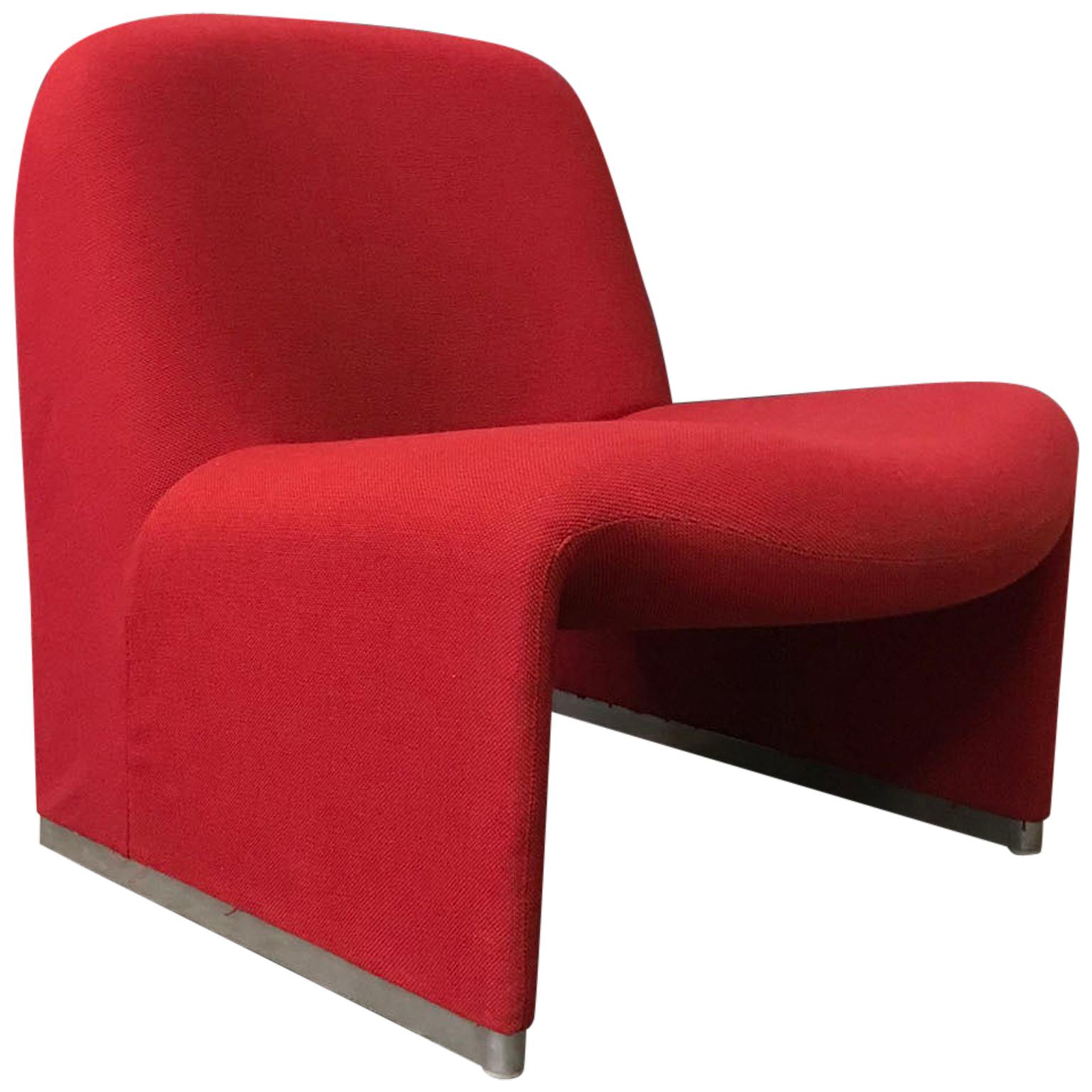 1970, Giancarlo Piretti for Castelli, Italy, Red Fabric Alky Chair