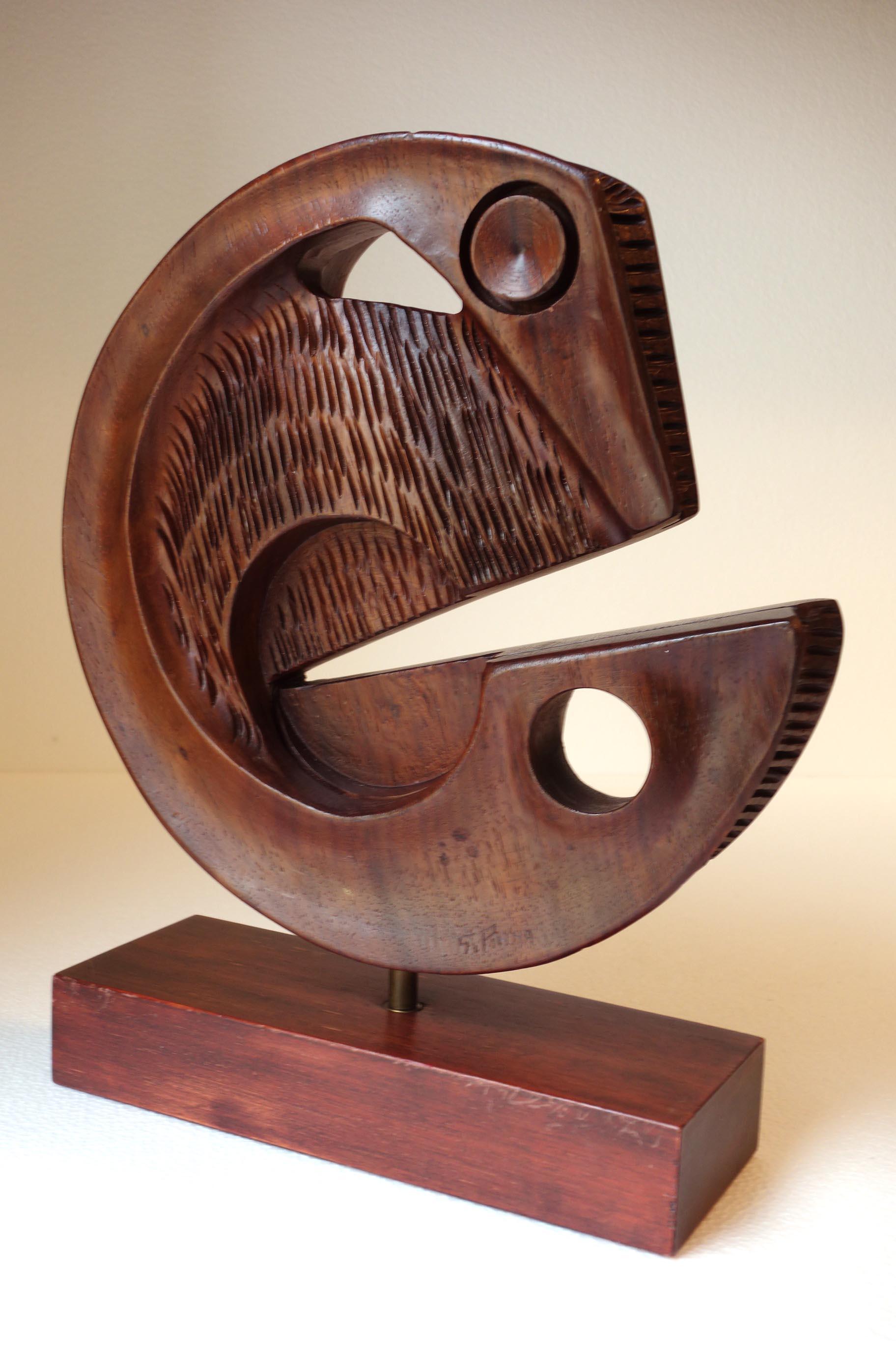 1970 Gianni Pinna Italian Modern Art Wood Sculpture For Sale 1